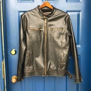 Guess men’s Sherpa lined faux leather jacket